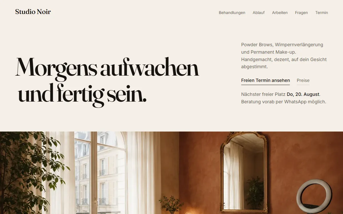 Website Studio Noir auf einem Computerbildschirm